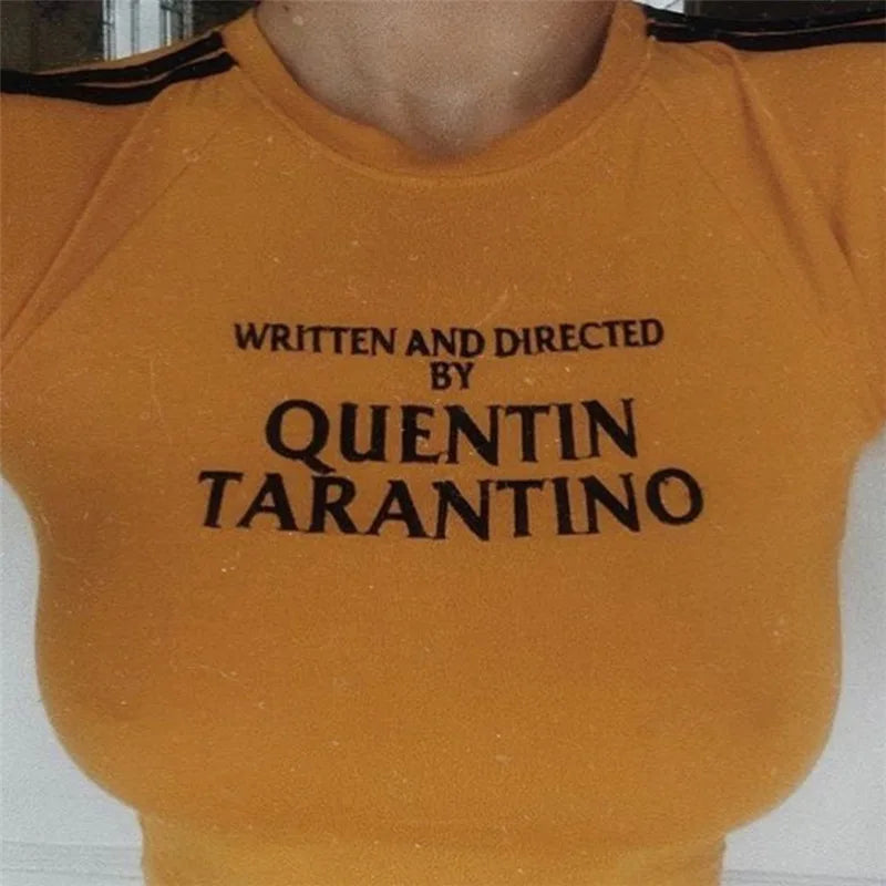 WRITTEN AND DIRECTED BY QUENTIN TARANTINO Sexy Women T-Shirt Slim Round Neck