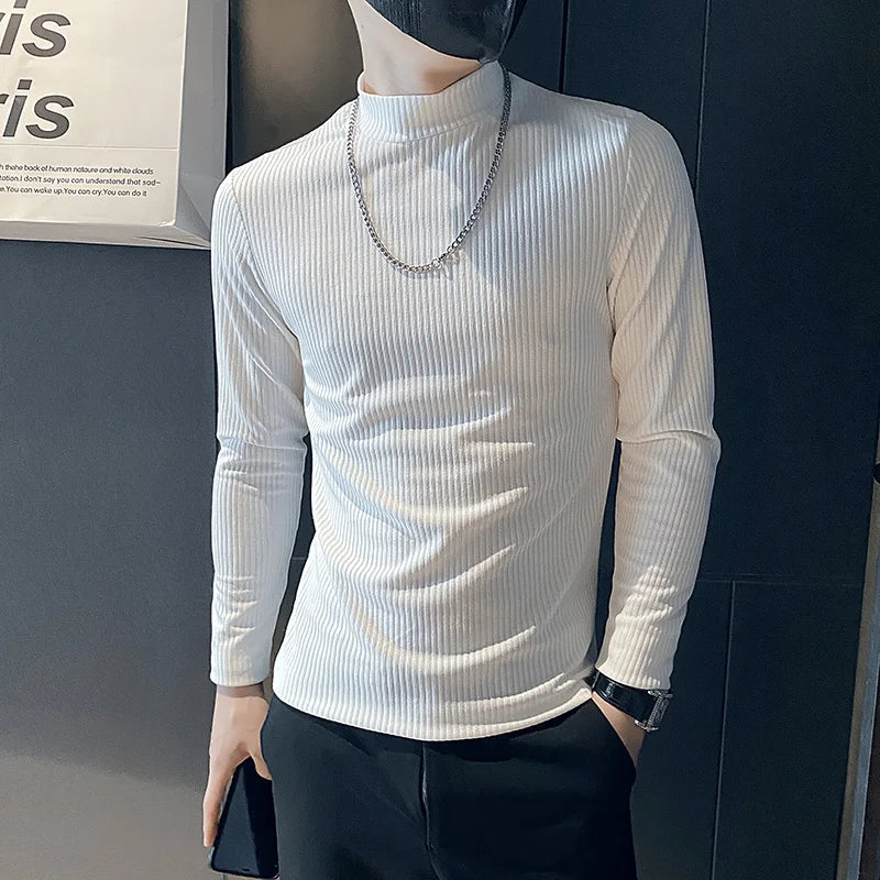 Slim Fit High-Necked Casual T-shirt